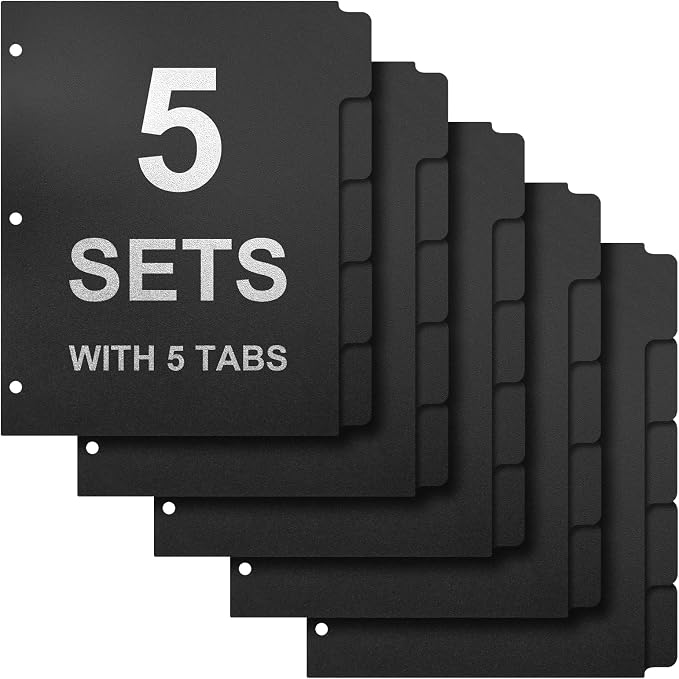 3 Ring Binder Dividers with 5-Tabs by Homakover