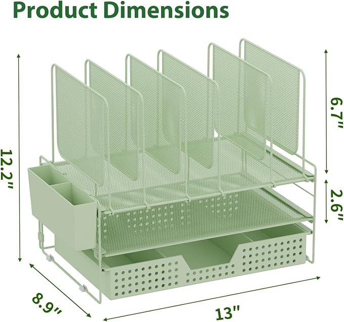 LEKETREE Green Desk Organizer, Office Organization - Image 7