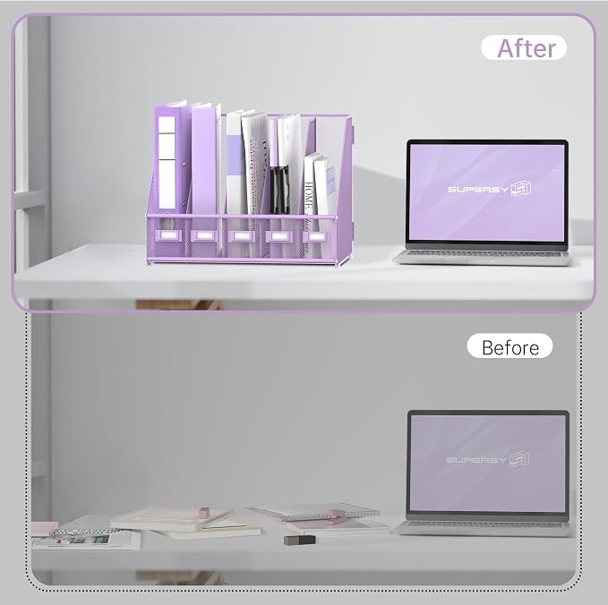 SUPEASY Desk Organizers Metal Desk Magazine File Holder - Image 5