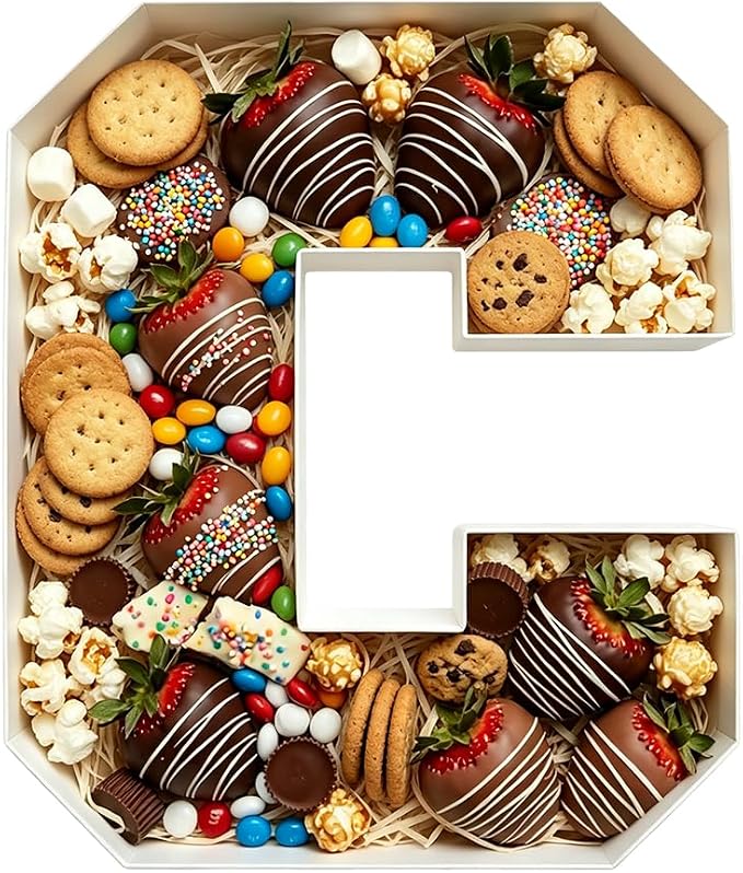 Plastic Fillable Letter Charcuterie Box, 10in Reusable Alphabet Shaped Tray by ANNJINT