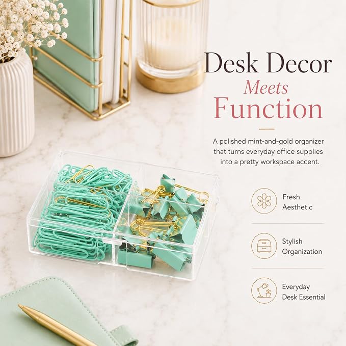 Green and Gold Paper Clips Binder Clips Set - Image 5