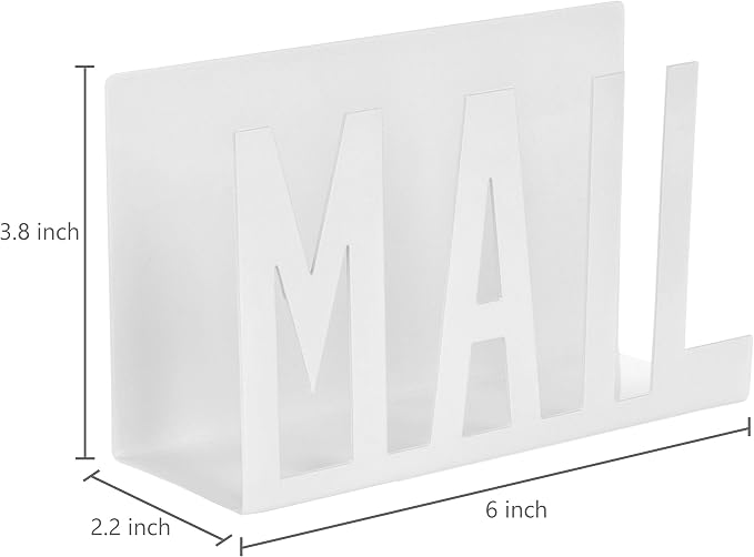 MyGift Mail Holder Organizer Countertop Modern Metal White - Image 4