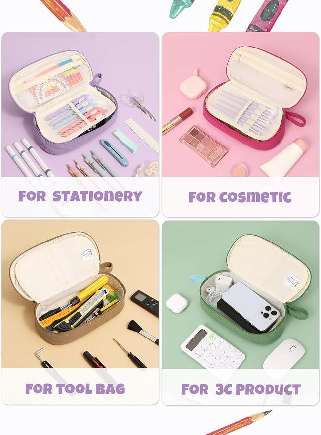SUNEE Cute Pencil Case, Large Pencil Pouch, Soft Corduroy Fabric Big Pencil Bag - Image 7