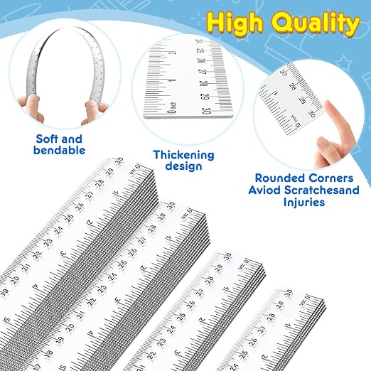 200 Pack Clear Plastic Ruler 12 Inch, Rulers Bulk - Image 2