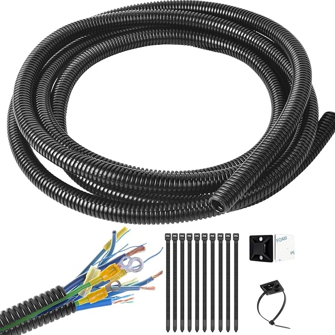 1/2 Inch Wire Loom Split Tubing - 15 ft Cord Protector Electric Wires Covers by ALLWIN