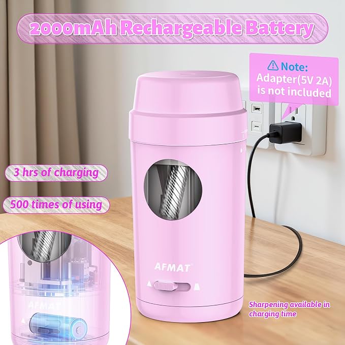 AFMAT Electric Pencil Sharpener, Auto in & Out, Fully Automatic Pencil Sharpener - Image 5