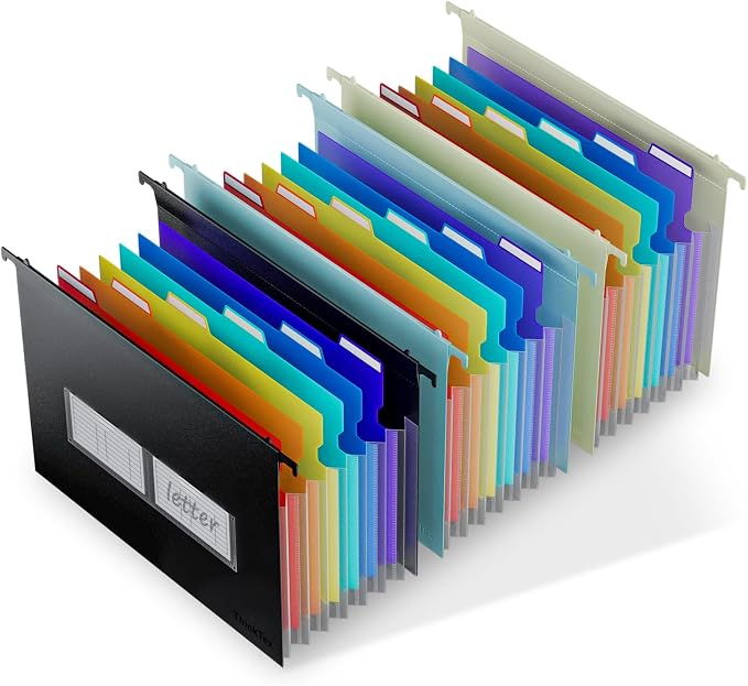 ThinkTex Plastic Expanding Hanging File Folders, 7 Innovative 1.2" Accordion by ThinkTex