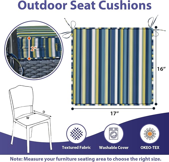 IPYNBAP Outdoor Chair Cushions Set of 4 -Waterproof Outdoor Seat Cushions - Image 6