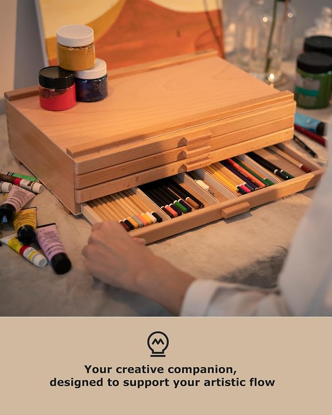 DJAR 4-Drawer Beech Wood Art Supply Storage Box - Image 6