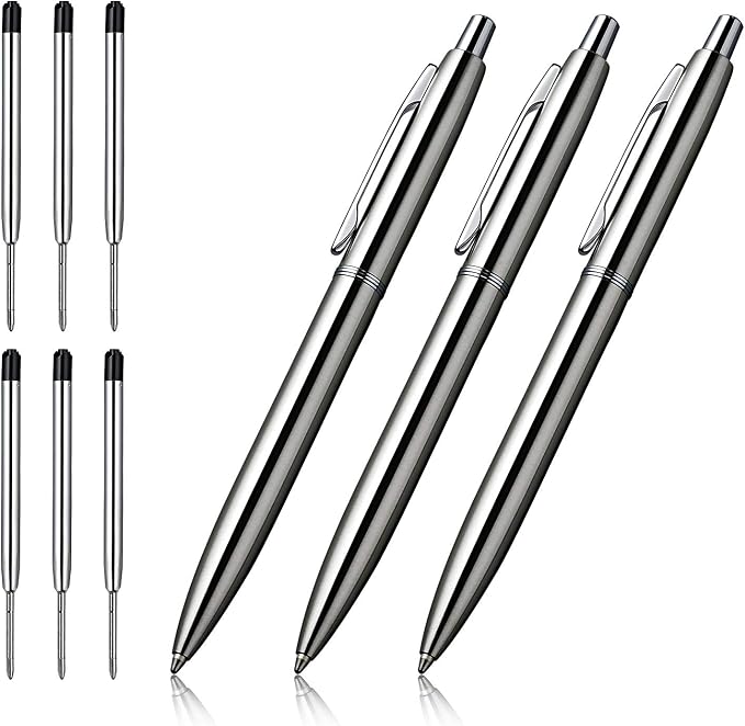 ChaoQ 3 Pcs Retractable Metal Ballpoint Pens, by ChaoQ