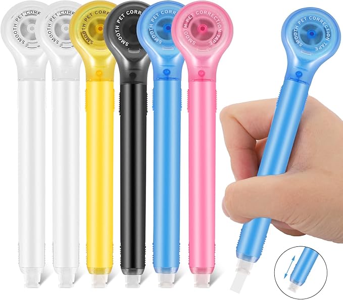 BESARME 6 Pack Correction Tape Pens, 1/5 X 236 Inch | Push pull protective by BESARME