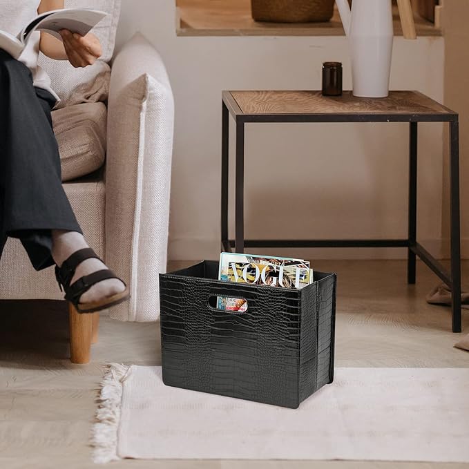 HofferRuffer Magazine Basket Holder, Foldable Magazine Rack, Document File - Image 4