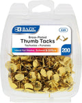 BAZIC Products Thumb Tacks, Brass Gold, 200 Ct, 144-Case | sharp steel points by BAZICProducts
