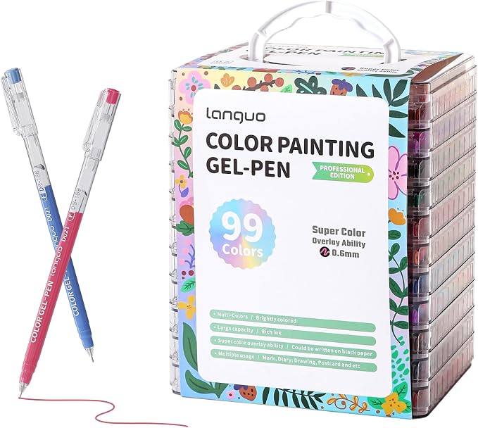 languo Acrylic Gel Pens for Coloring, 99 Colors Set Gel Colored Pens Marker by languo