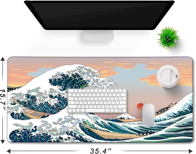 Japanese Large Mouse Pad, Desk Mat Office Desk Pad, Extended Large Mouse Mat - Image 2