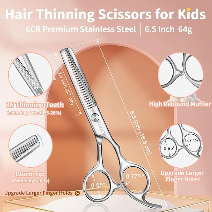 CIICII Kids Hair Cutting Scissors Shears Kit, Safety Round Tip Barber Haircut - Image 3