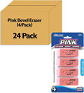 BAZIC Products Pink Bevel Block Erasers, Latex-Free, 24-Box | pink beveled by BAZICProducts