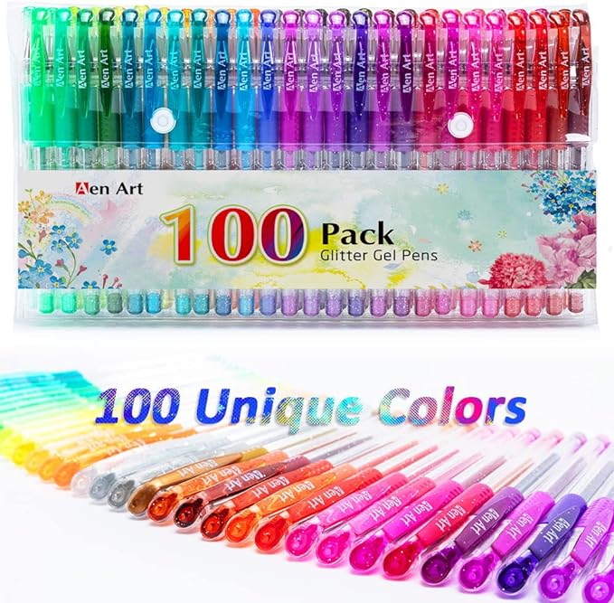 Aen Art Glitter Gel Pens, 100 Color Glitter Pen Set - Image 5