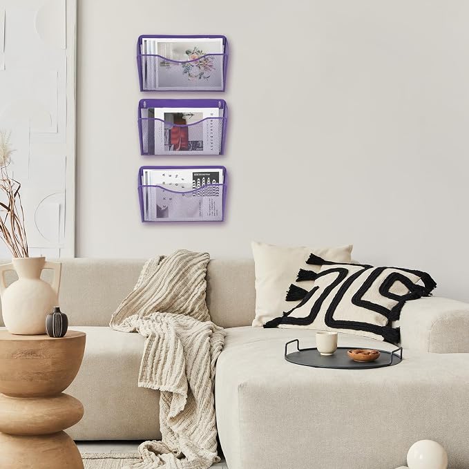 EASEPRES 3 Single Pocket Mesh Hanging File Organizer, Vertical Wall Mounted - Image 7