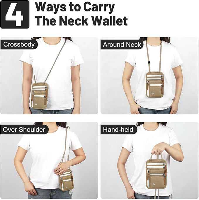 Sizobi Neck Wallet for Traveling Women Men, RFID Blocking Nylon Passport Holder - Image 5