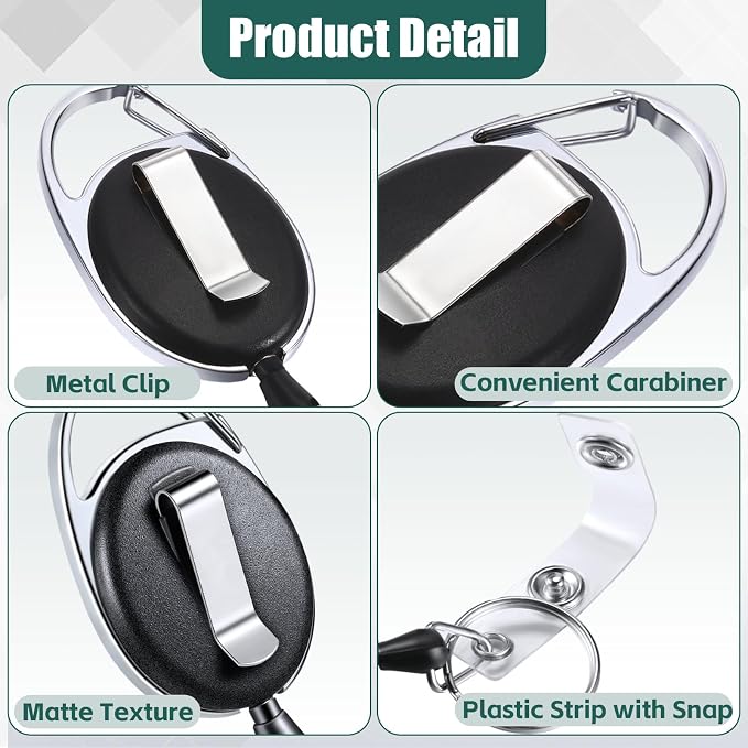 Honoson 10 Pcs Heavy Duty Retractable Badge Reels Batch ID Badge Holder - Image 4