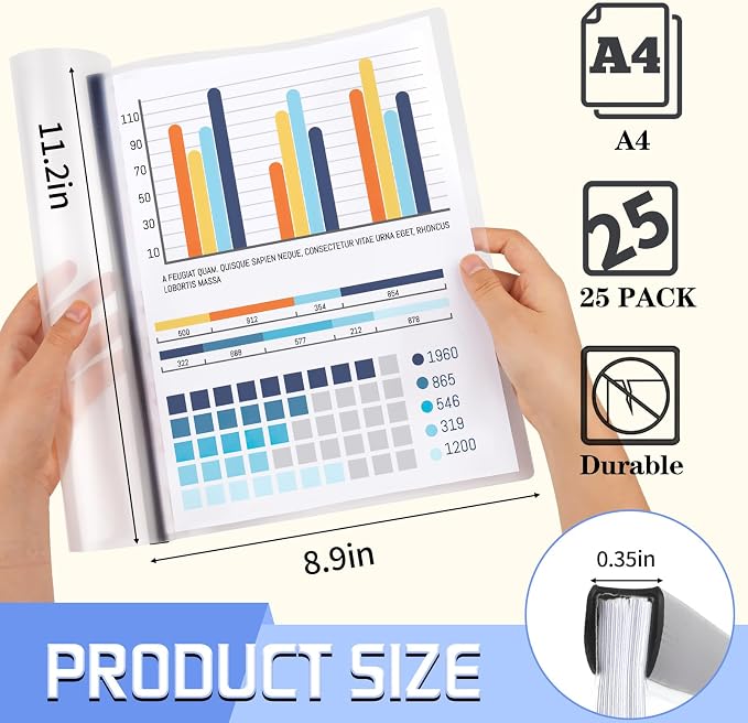 25 Pack Report Covers with Sliding Bar, Presentation Folders Resume Document - Image 2