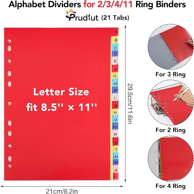 3 Sets 21-Tab A-Z Alphabet Binder Dividers - Image 2