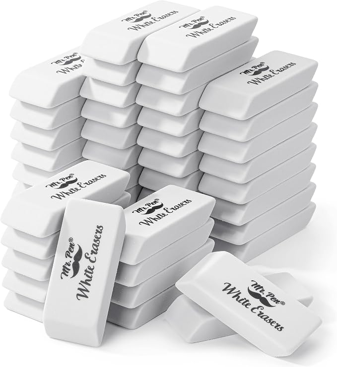 Mr. Pen- White Pencil Eraser, 48 Pack | Large Latex Free Block Erasers Bulk by MrPen