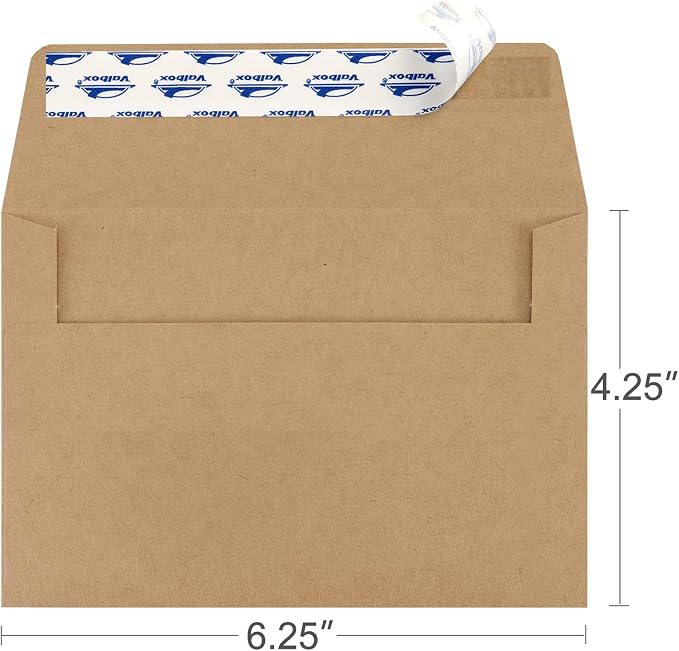 ValBox A4 Photo Envelopes 100 Qty 4 x 6 Brown Kraft Paper Envelopes Self Seal - Image 2
