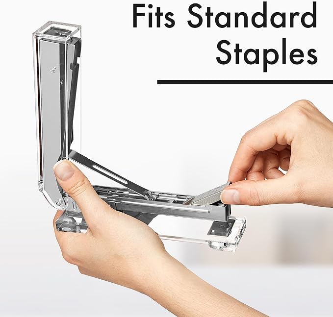 OfficeGoods Acrylic Stapler – Aesthetic & Durable Silver Desk Staple - Image 3