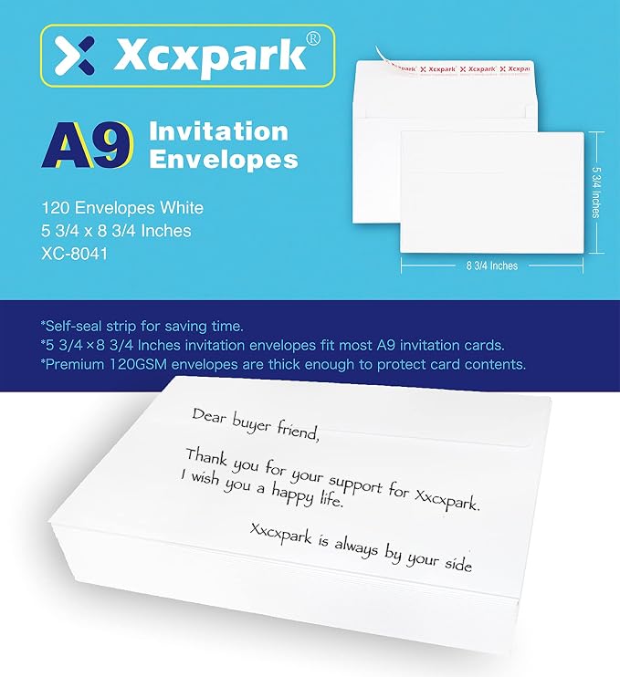 Xxcxpark 120 Qty Printable A9 Invitation Envelopes 5.75x 8.75 Cards, Self Seal - Image 8