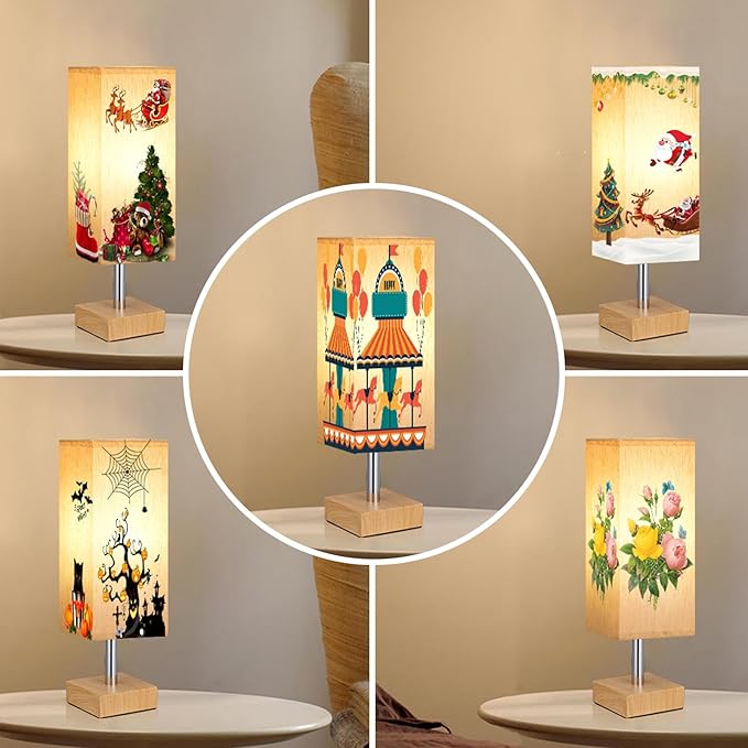 aooshine Wood Grain Table Lamp for Bedroom - Image 8