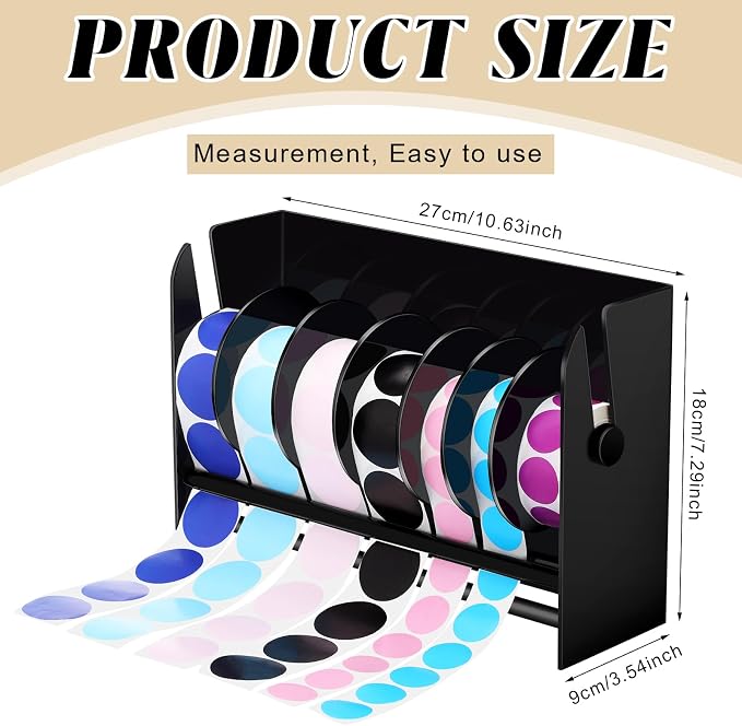 Qilery Adjustable Label Dispenser Acrylic Roll Sticker Dispenser Sticker Holder - Image 2