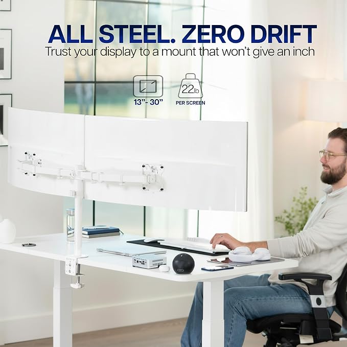 VIVO Dual Ultrawide Monitor Desk Mount, Heavy Duty Fully Adjustable Steel Stand - Image 2