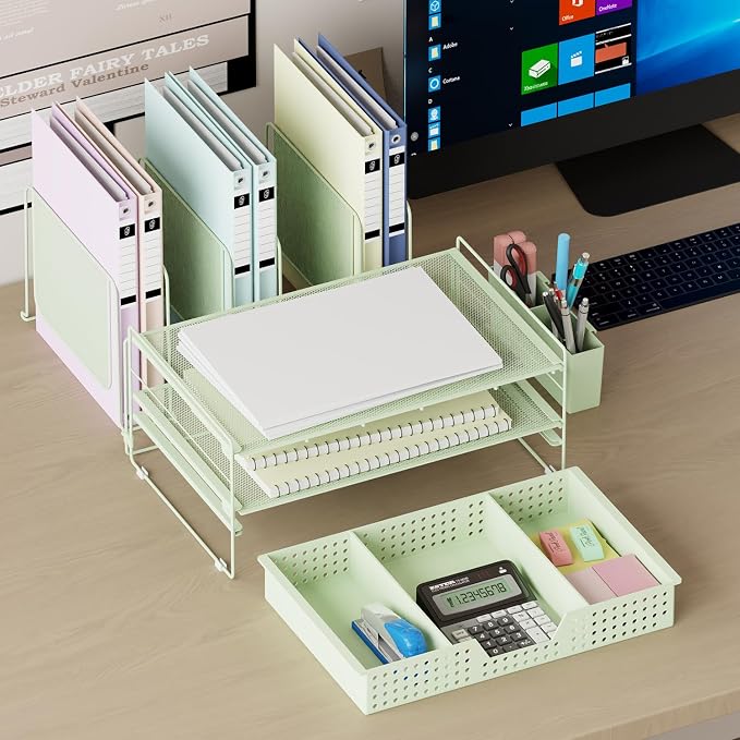 LEKETREE Green Desk Organizer, Office Organization - Image 3