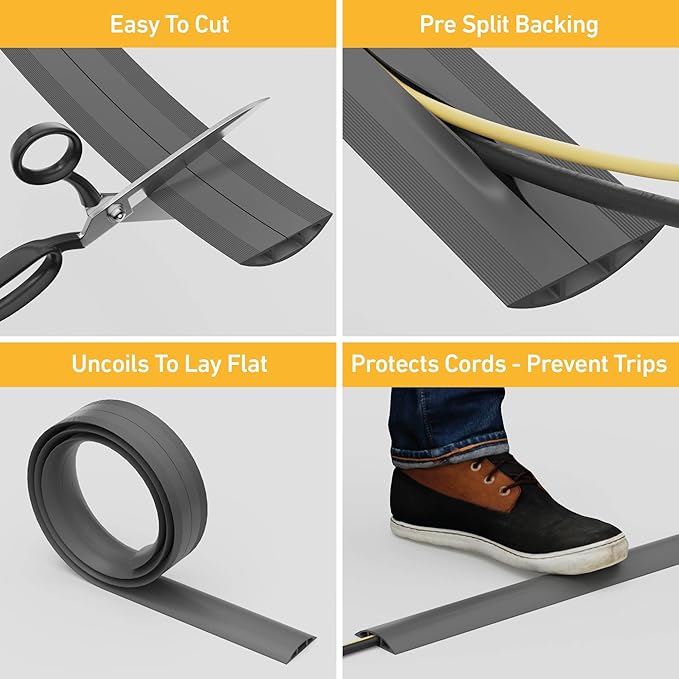 D-Line Cable Protector, 1/2 in H, 6 ft L, 2-3/8 in W, 1 Channel - Image 2