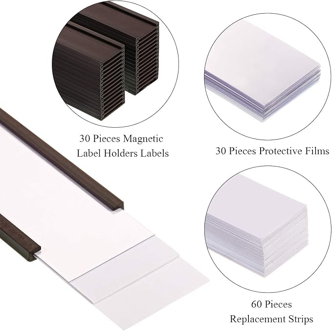 Outus 30 Pcs 3 x 1 Inch Magnetic Label Holders Locker Name Tags - Image 3