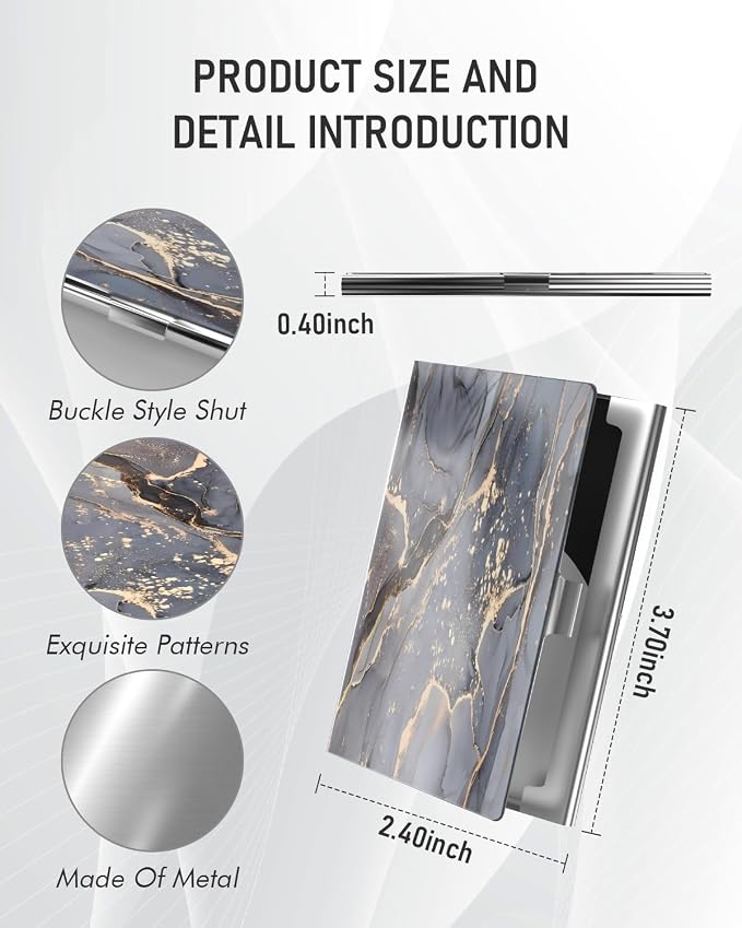 Business Card Metal Slim Organizer, Professional Stainless Steel Square Pocket - Image 3