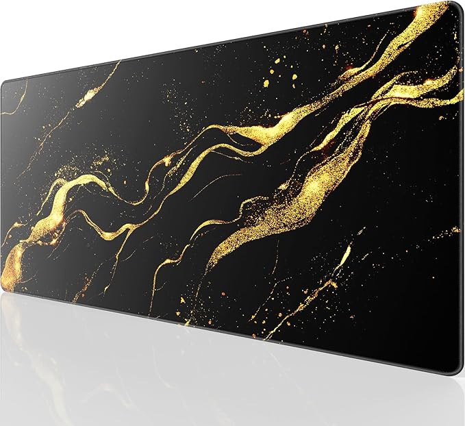 KTRIO Large Gaming Mouse Pad, Desk Mat, 31.5 x 15.7 in Black Gold, XXL | Smooth by KTRIO