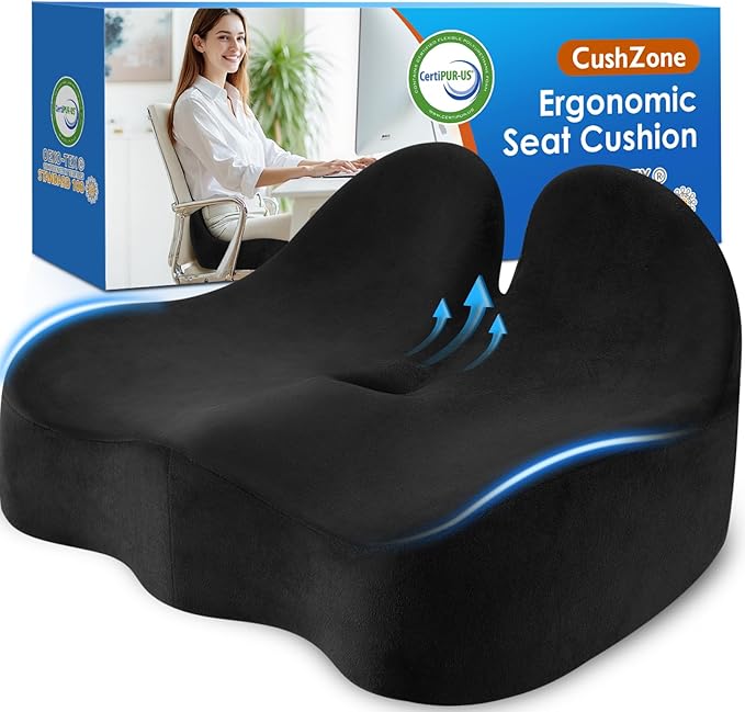 CushZone Seat Cushion, Memory Foam Office Chair Seat Cushion by CushZone