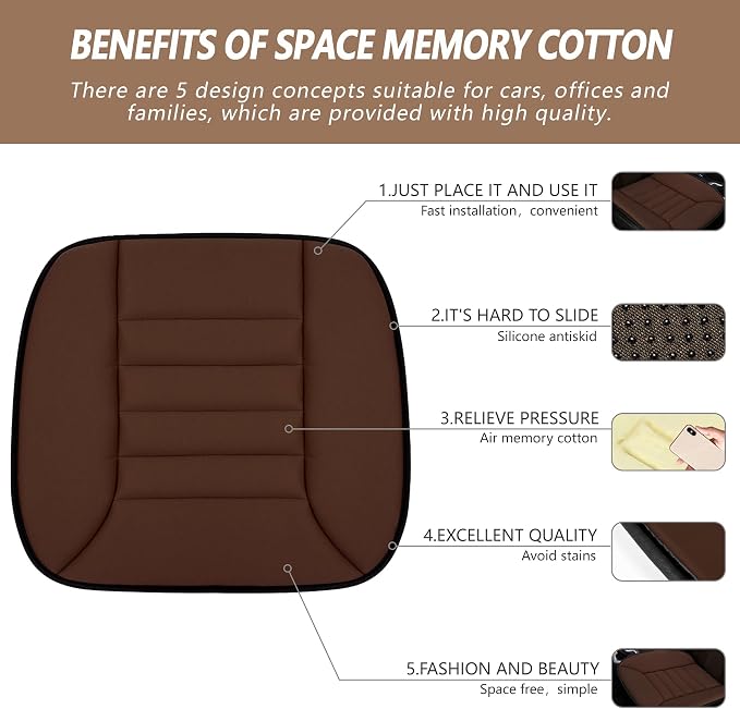 MYFAMIREA Car Seat Cushion Pad 1.2" Thick Comfort Protector - Image 2
