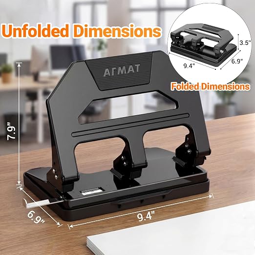 AFMAT Heavy Duty 3 Hole Puncher, 40-Sheet Paper Punch Heavy Duty, 50% Reduced - Image 7