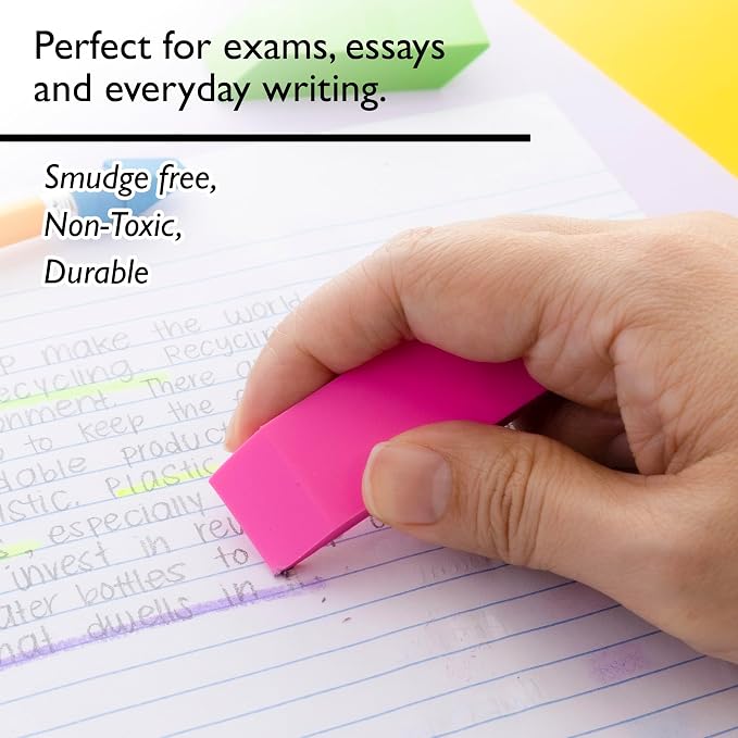 BAZIC Products Neon Bevel Block Erasers, Latex-Free, 24-Box | soft latex-free - Image 4