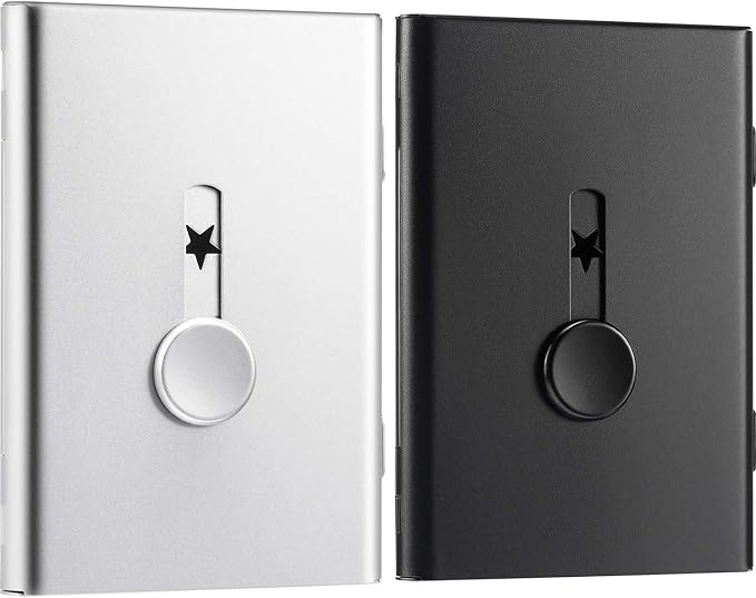 Tatuo 2 Pcs Black Silver Business Card Holder Thumb Drive Stainless Steel by Tatuo