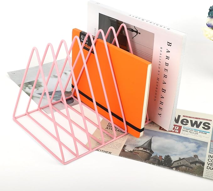 EASEPRES Vinyl Record Holder Storage, 9 Slot Metal Magazine Book Album Display - Image 4