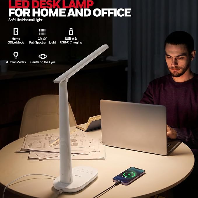 Honeywell LED Desk Lamp for Home Office, Eye-Caring Dimmable Reading Light - Image 2