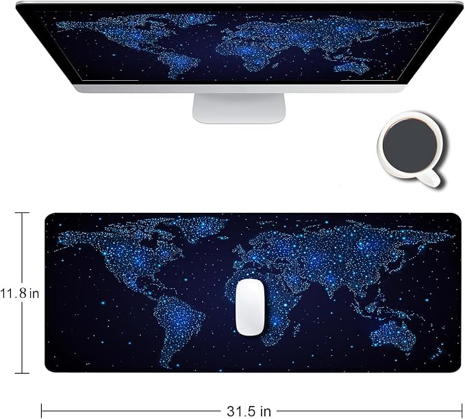Large Gaming Mouse Pad with Stitched Edges, Desk Pad Extended Keyboard Mat - Image 2