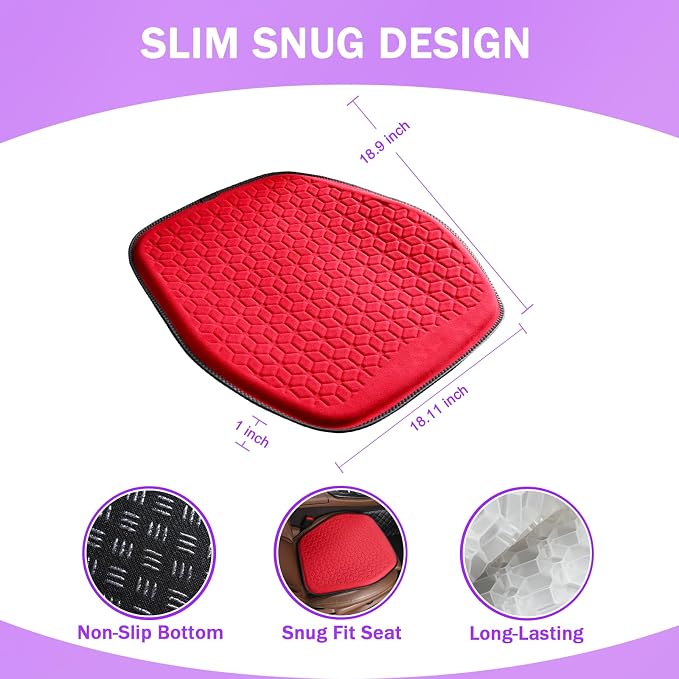 Thin Premium Gel Seat Cushion for Car Seat, Office Chair, Wheelchair, Golf Cart - Image 2