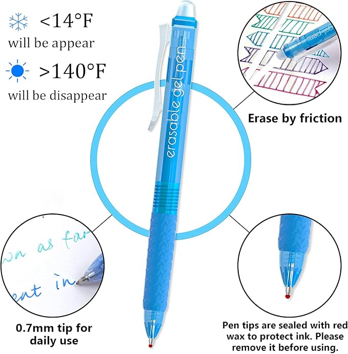 Vanstek 26 Colors Erasable Gel Pens, Retractable Erasable Pens Clicker - Image 3