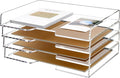 SANRUI 4 Tier Acrylic Paper Letter Tray Desk Stackable Organizer Trays，Clear by SANRUI